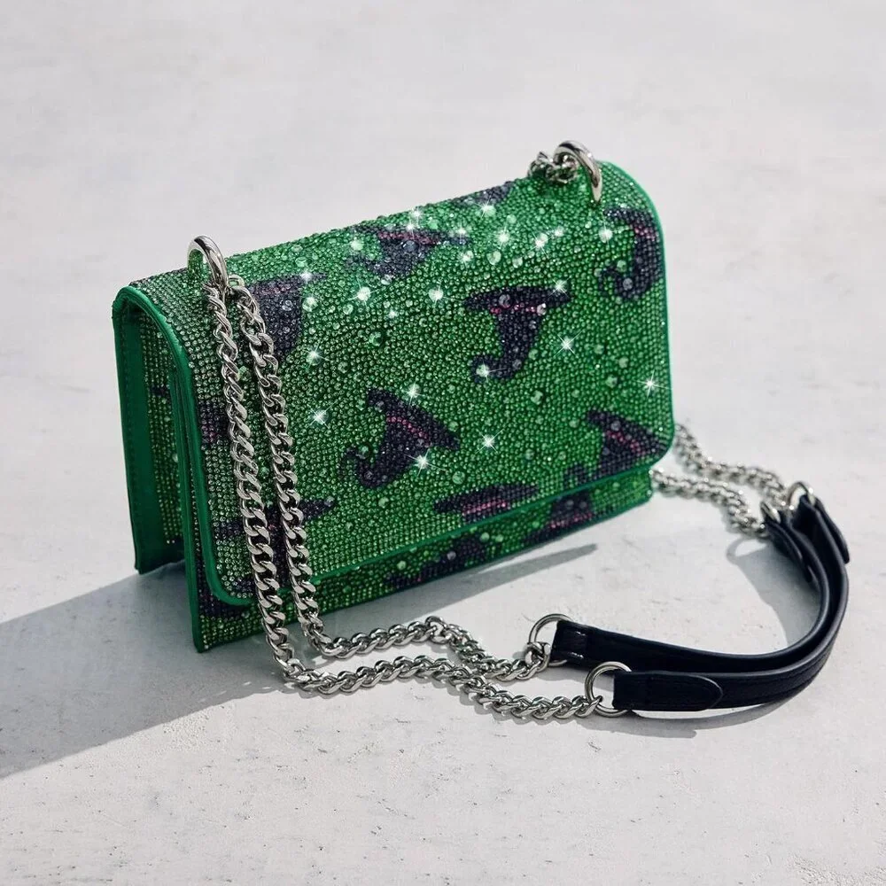 Convertible Rhinestone Bag Womens Pink Green Crossbody Shoulder with Magnetic